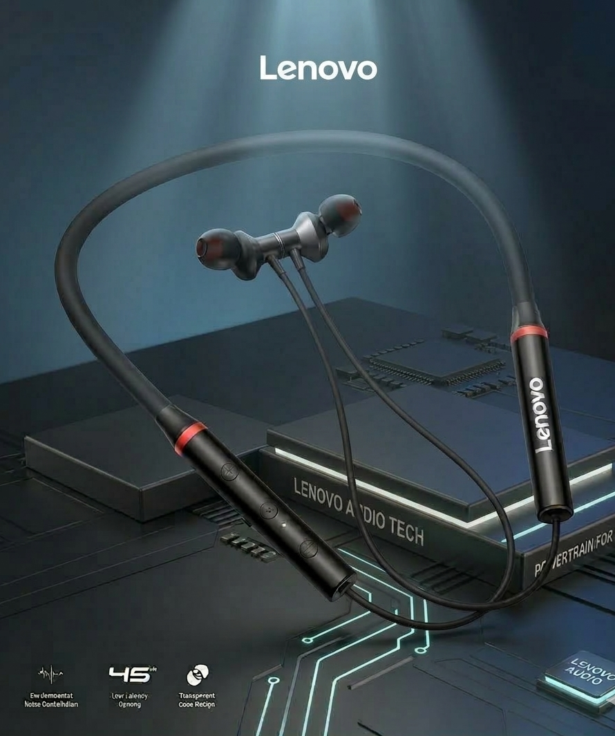 Lenovo HE 05 Wireless Neckband – Ultimate Bass & Pro Audio