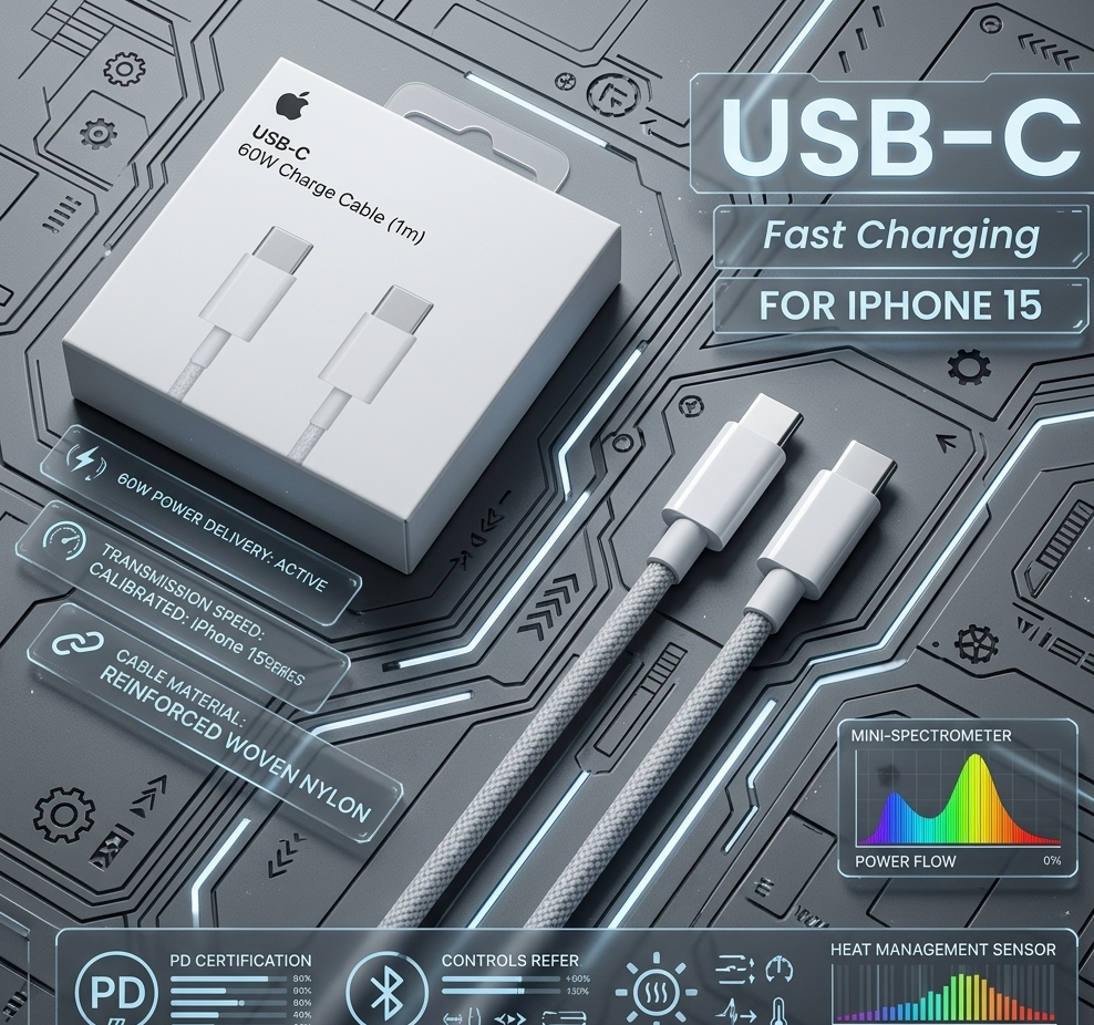 60W USB-C Woven Charge Cable: iPhone 15 Series ke liye Ultimate Power & Style!