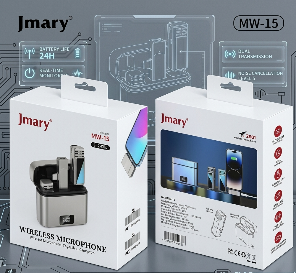 Jmary MW-15 Professional Dual Wireless Microphone System: Crystal Clear Audio, Any Device