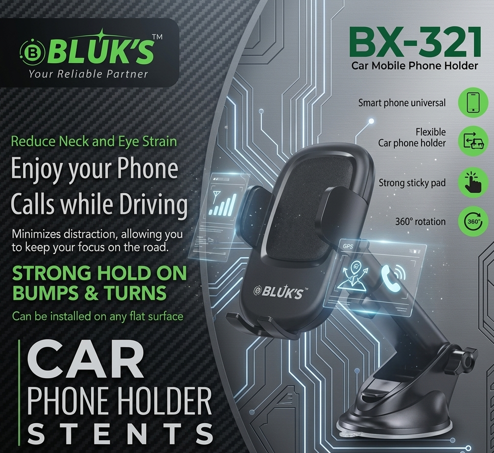 BLUK'S BX-321 Super Grip Car Phone Holder Drive Safe, Stay Connected