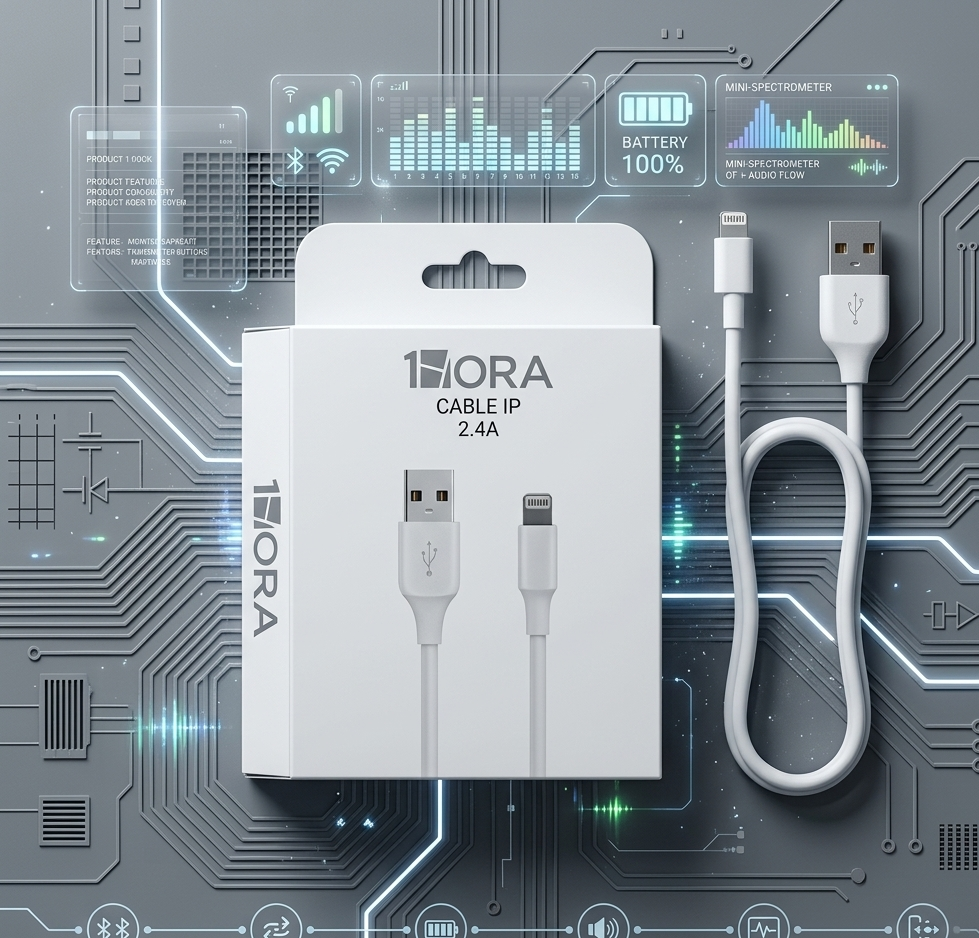 1HORA CABLE IP 2.4A: Apni Dunya Ko Power Up Karen! Tez Charging, Ultimate Style!